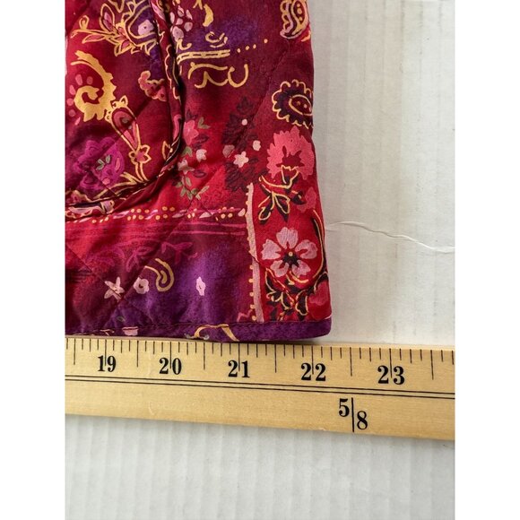 Reversible Quilted Jacket Red & Purple Paisley Print Womens Size M Country Boho - Picture 7 of 8